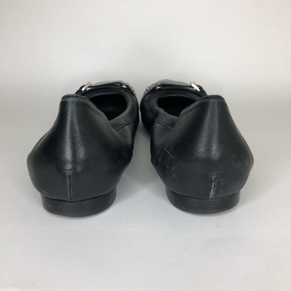 AGL Shoes Flats Slip Ons Women Size 40 US 9 Black Leather Italy Cap Toe - Picture 6 of 16